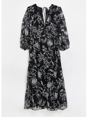 ROCHIE LUNGA CU FLORI GRI 