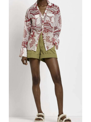 CĂMAȘĂ TRANSPARENT CU IMPRIMEU ROȘU 