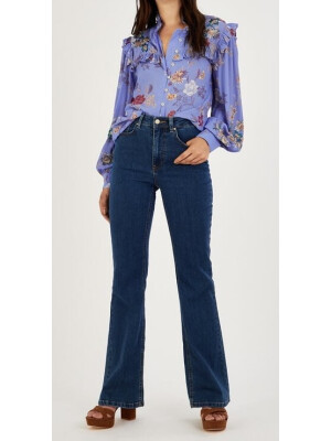 Bluză cu imprimeu floral și broderie, din viscoză sustenabilă