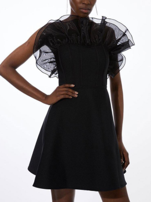 ROCHIE MINI CU DETALIU CU VOLAN DIN ORGANZA CU BANDAJ