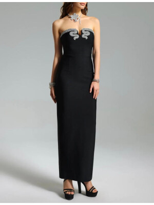 ROCHIE FĂRĂ BRETELE CU DECOLTEU ÎN V 