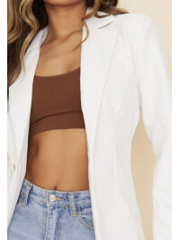 BLAZER ALB CU TIV CURBA DIN ECOPIELE