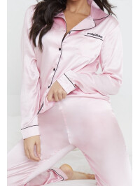 Set pijama lung roz