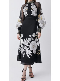 ROCHIE MIDI CREM CU BRODERIE 