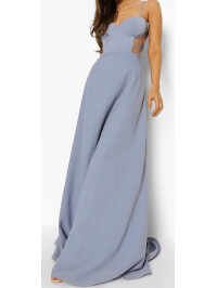 Rochie maxi corset din dantela contrast