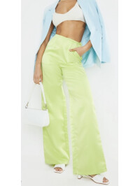 PANTALONI CHARTREUSE SATIN CU TALIE ÎNALTĂ