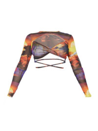 BLUZA MULTI SUNSET PRINT MESH DECUPĂTA