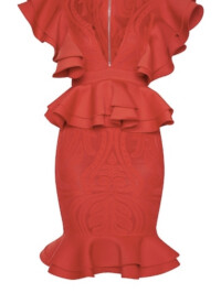 ROCHIE MIDI CU DETALII VOLANE ROSIE L