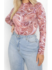 PLUS BODY SLINKY CU MÂNECA LUNGA MARBLE 