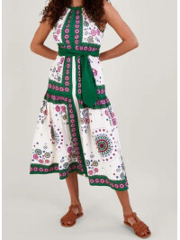 Rochie midi cu imprimeu verde