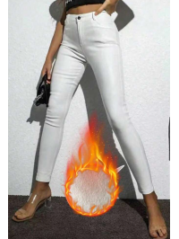 Pantaloni albi cu talie înaltă