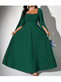  Rochie elegantă din șifon plisat,  cu mânecă lungă,