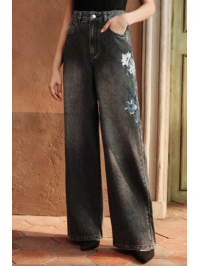  Pantaloni drepți brodați de lux pentru femei,