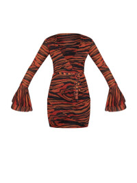 ROCHIE BODYCON CU IMPRIMEU ZEBRĂ ORANGE