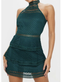 ROCHIE BODYCON VERDE DIN  DANTELĂ