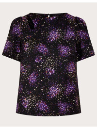 Tricou mov Celestia cu imprimeu metalizat