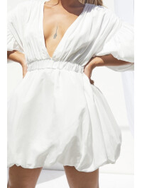 ROCHIE ALBĂ CU MÂNECĂ PUFFBALL