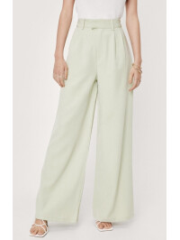 Pantaloni largi croiți cu talie înaltă Mint 