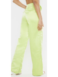 PANTALONI CHARTREUSE SATIN CU TALIE ÎNALTĂ