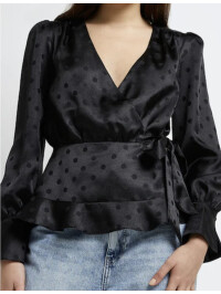 BLUZA DIN SATIN NEGRU 