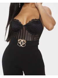 BODY DANTELĂ BLACK SHAPE CU DUNGA 