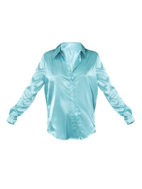 Cămașă din satin albastru strălucitor