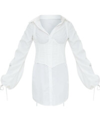 ROCHIE CAMAȘĂ ALBĂ, CU MÂNECI EVAZATE 
