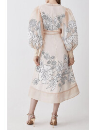 ROCHIE MIDI CREM CU BRODERIE 