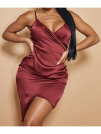 ROCHIE WRAP BURGUNDY SATIN