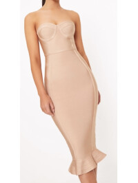 ROCHIE MIDI BANDAGE CU TIV CAMEL