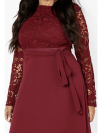 Rochie midi cu contrast din dantela Plus Ocazie