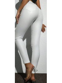 Pantaloni albi cu talie înaltă