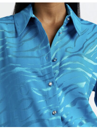 CĂMAȘĂ DIN SATEN ALBASTRU ELECTRIC 