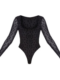 BODY NEGRU DIN PLASĂ CU DECOLTEU PĂTRAT