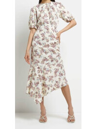 ROCHIE MIDI ASIMETRICĂ IMPRIMEU FLORAL 