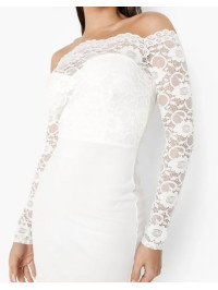 Rochie midi Bardot alb