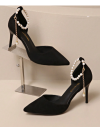 Pantofi negri din catifea