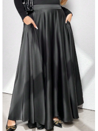 Fustă evazată elegantă în culoare solidă