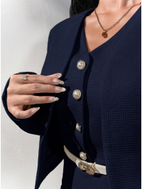 Jachetă și rochie în față cu nasturi 2 PIESE