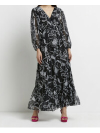 ROCHIE LUNGA CU FLORI GRI 