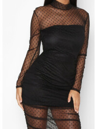 ROCHIE MIDI PETITE DOBBY MESH CU GÂT ÎNALT