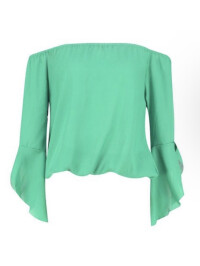 Top de damă, verde, cu mâneci cu volan