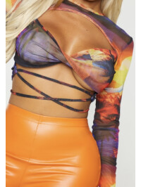 BLUZA MULTI SUNSET PRINT MESH DECUPĂTA