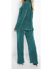 Plus pantaloni largi din plissé metalic