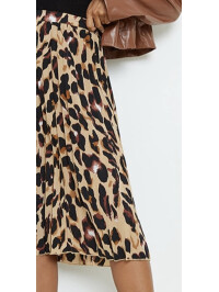 FUSTA MIDI CU PLURI SATINĂ CU IMPRIMARE LEOPARD