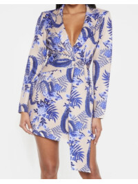 ROCHIE BLAZER CU DETALII FLORALE NUDE L