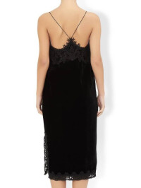 Rochie Cami din catifea neagră cu bretele subțiri-Negru-42