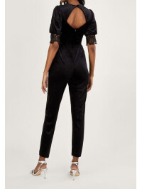 Salopeta Jamie din catifea elastică-Negru-44