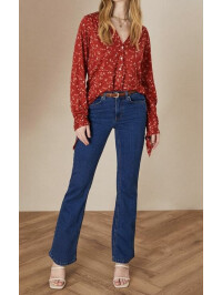 Top de in cu mânecă lungă cu imprimeu floral 