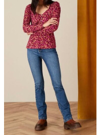 Top Dee Dee cu imprimeu floral ditsy roșu-Rosu-M